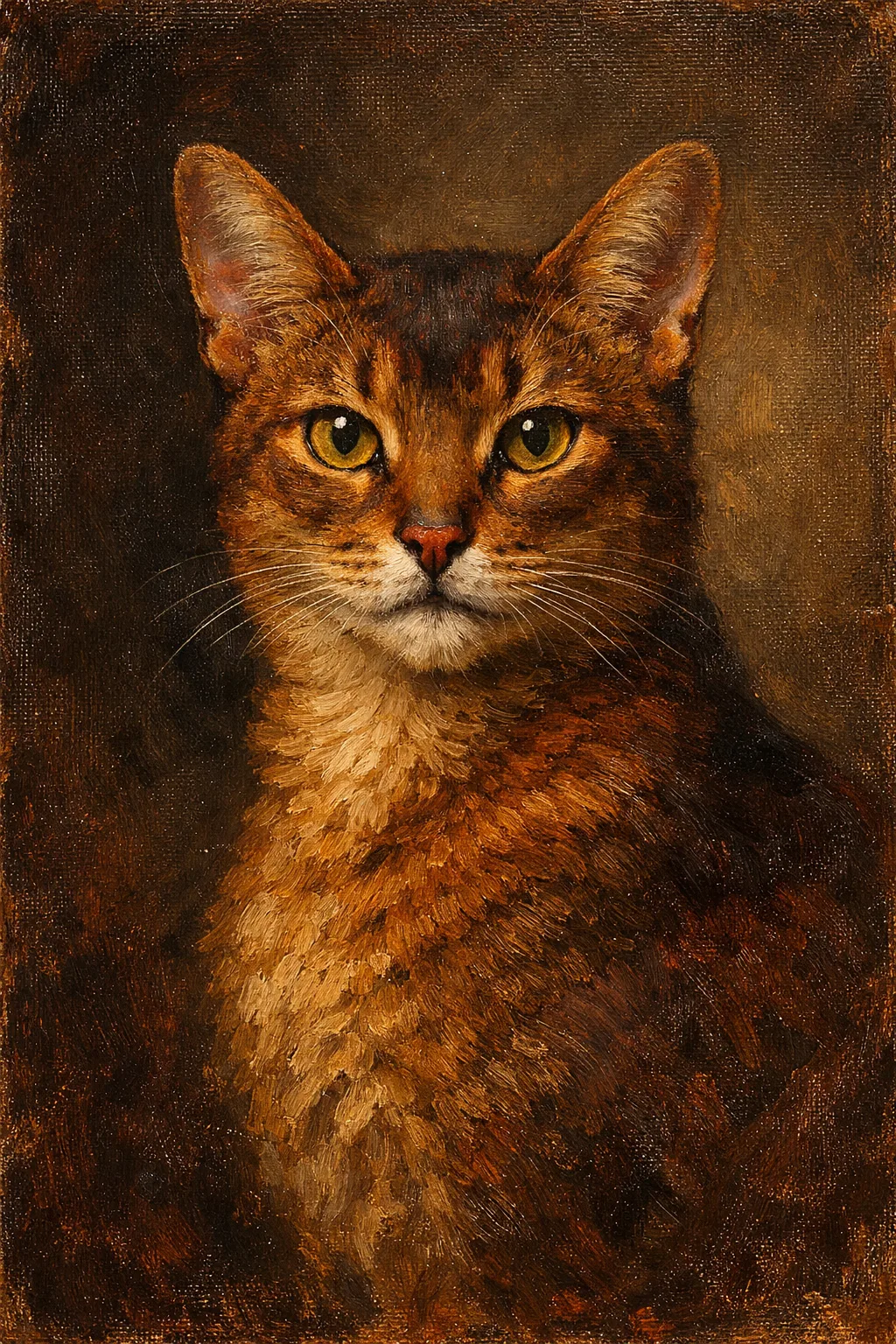 Abyssinian portrait on canvas — AI-made from a photo, by ArtPixio