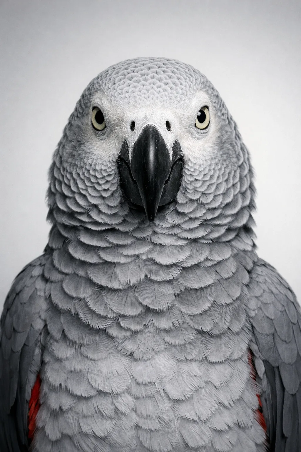 African Grey Parrot portrait on canvas — AI-made from a photo, by ArtPixio