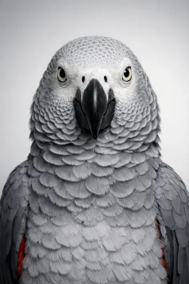 African Grey Parrot portrait example