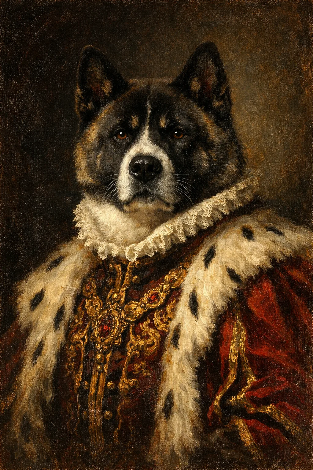 Akita portrait on canvas — AI-made from a photo, by ArtPixio