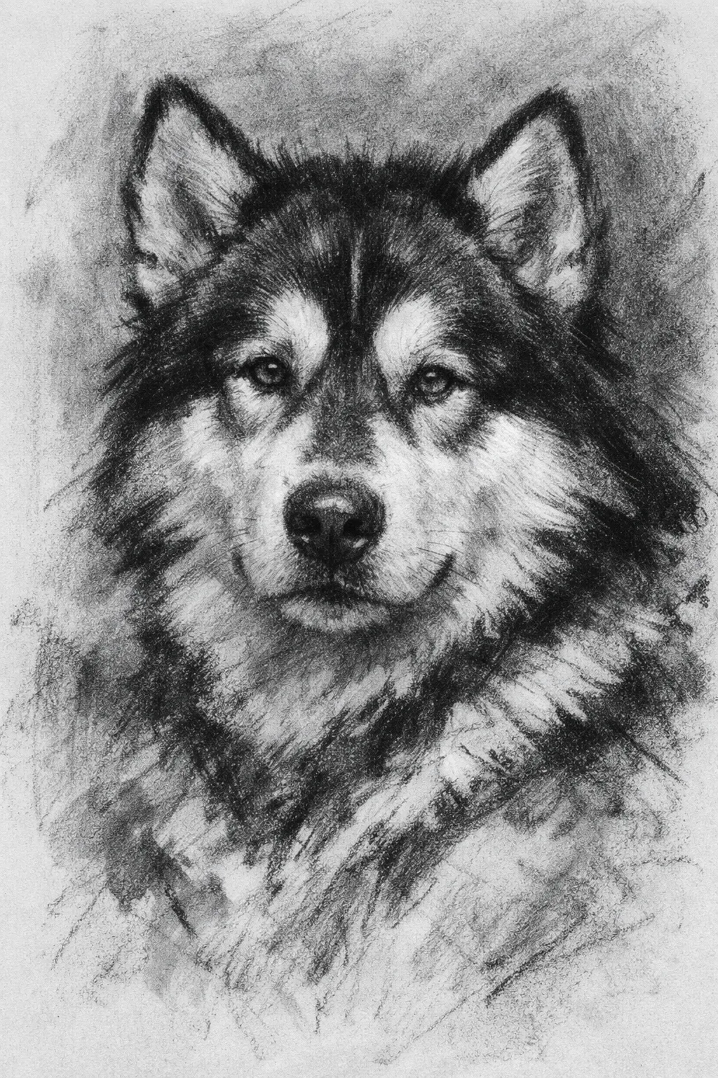 Alaskan Malamute portrait on canvas — AI-made from a photo, by ArtPixio