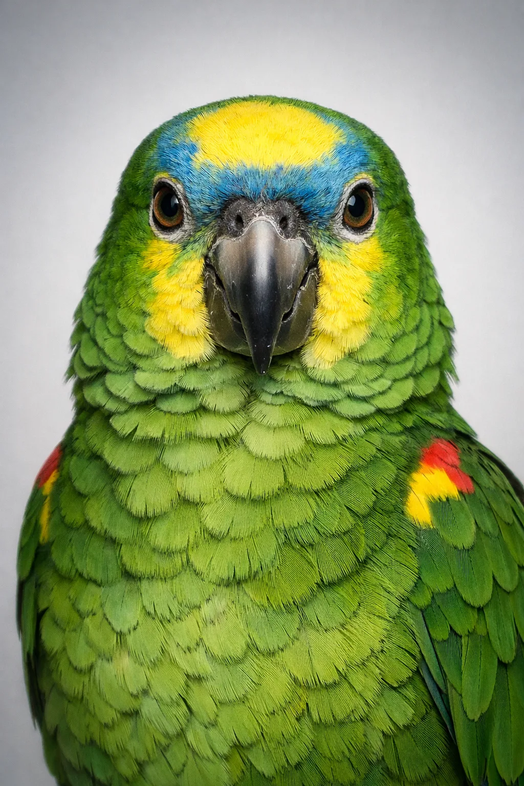 Amazon Parrot portrait on canvas — AI-made from a photo, by ArtPixio