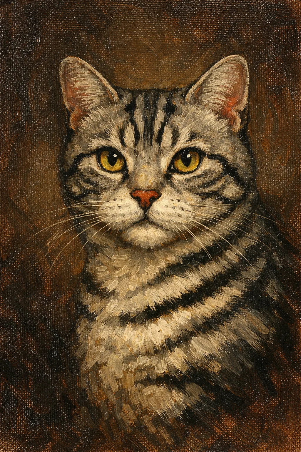 American Shorthair portrait on canvas — AI-made from a photo, by ArtPixio