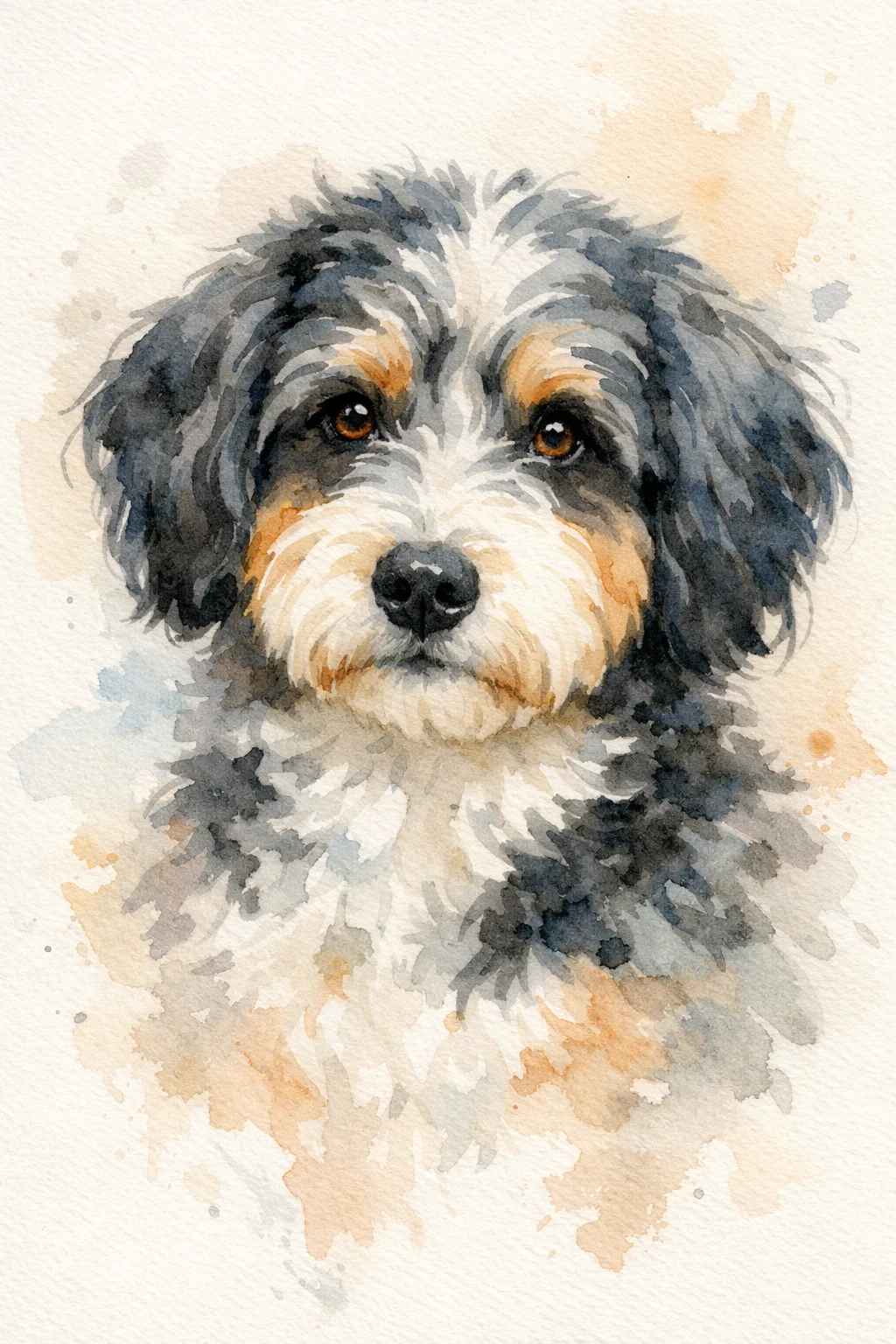Aussiedoodle portrait on canvas — AI-made from a photo, by ArtPixio