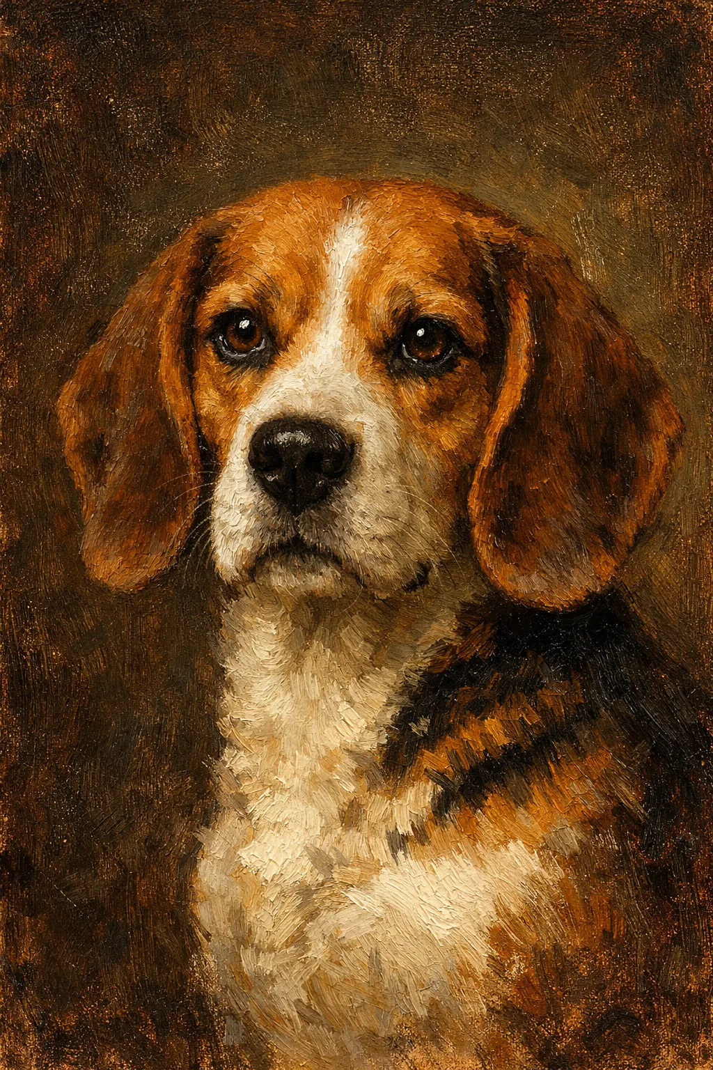 Beagle portrait on canvas — AI-made from a photo, by ArtPixio