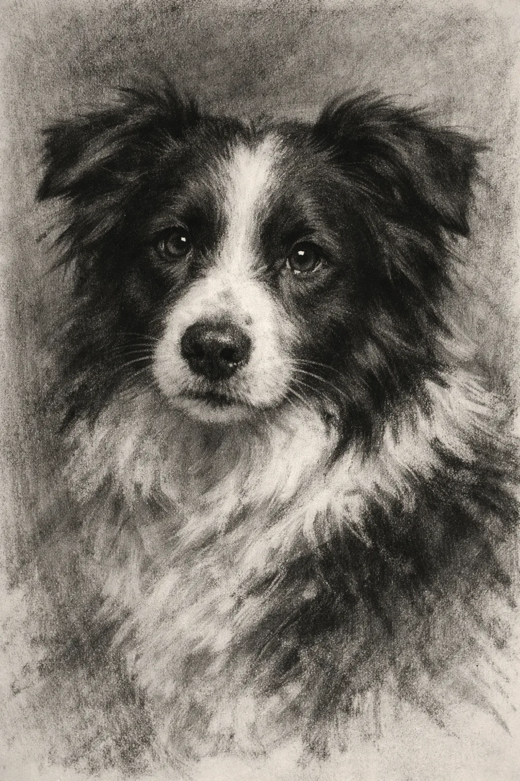 Border Collie portrait on canvas — AI-made from a photo, by ArtPixio