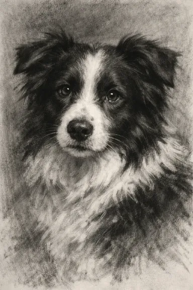 Custom pet portrait of a border collie