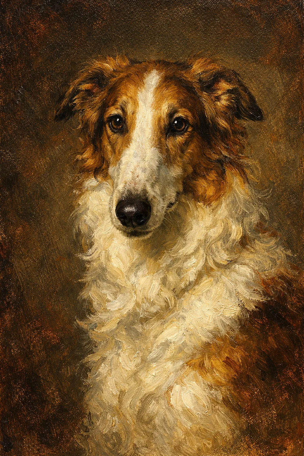 Borzoi portrait on canvas — AI-made from a photo, by ArtPixio