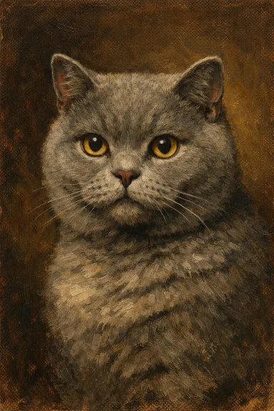 Custom pet portrait of a british shorthair
