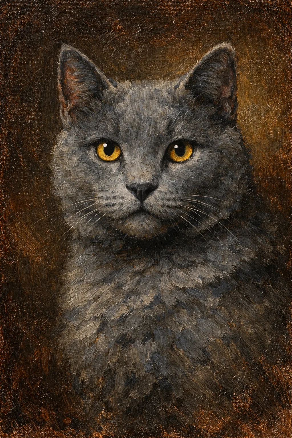 Chartreux portrait on canvas — AI-made from a photo, by ArtPixio