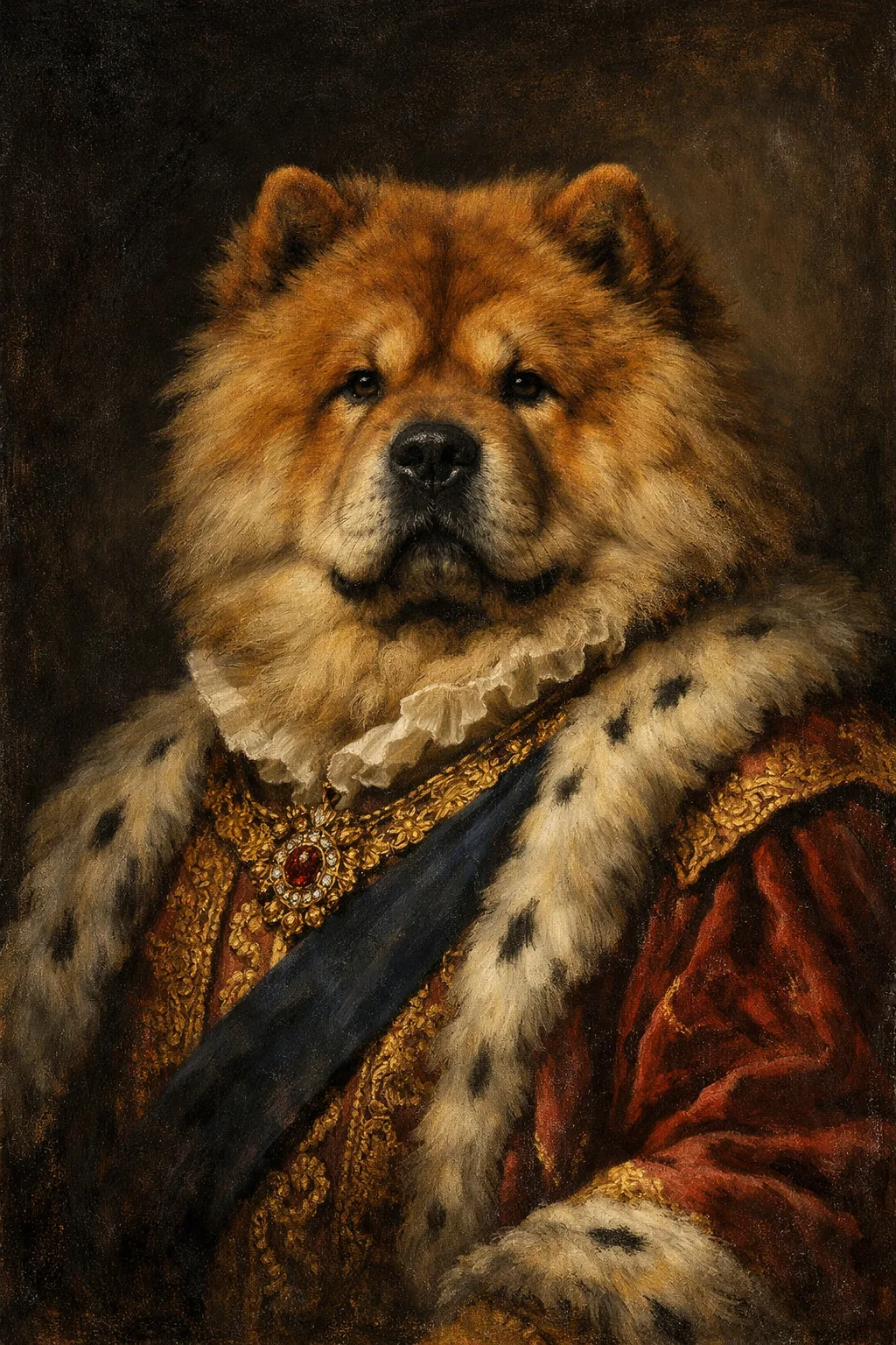Chow Chow portrait on canvas — AI-made from a photo, by ArtPixio