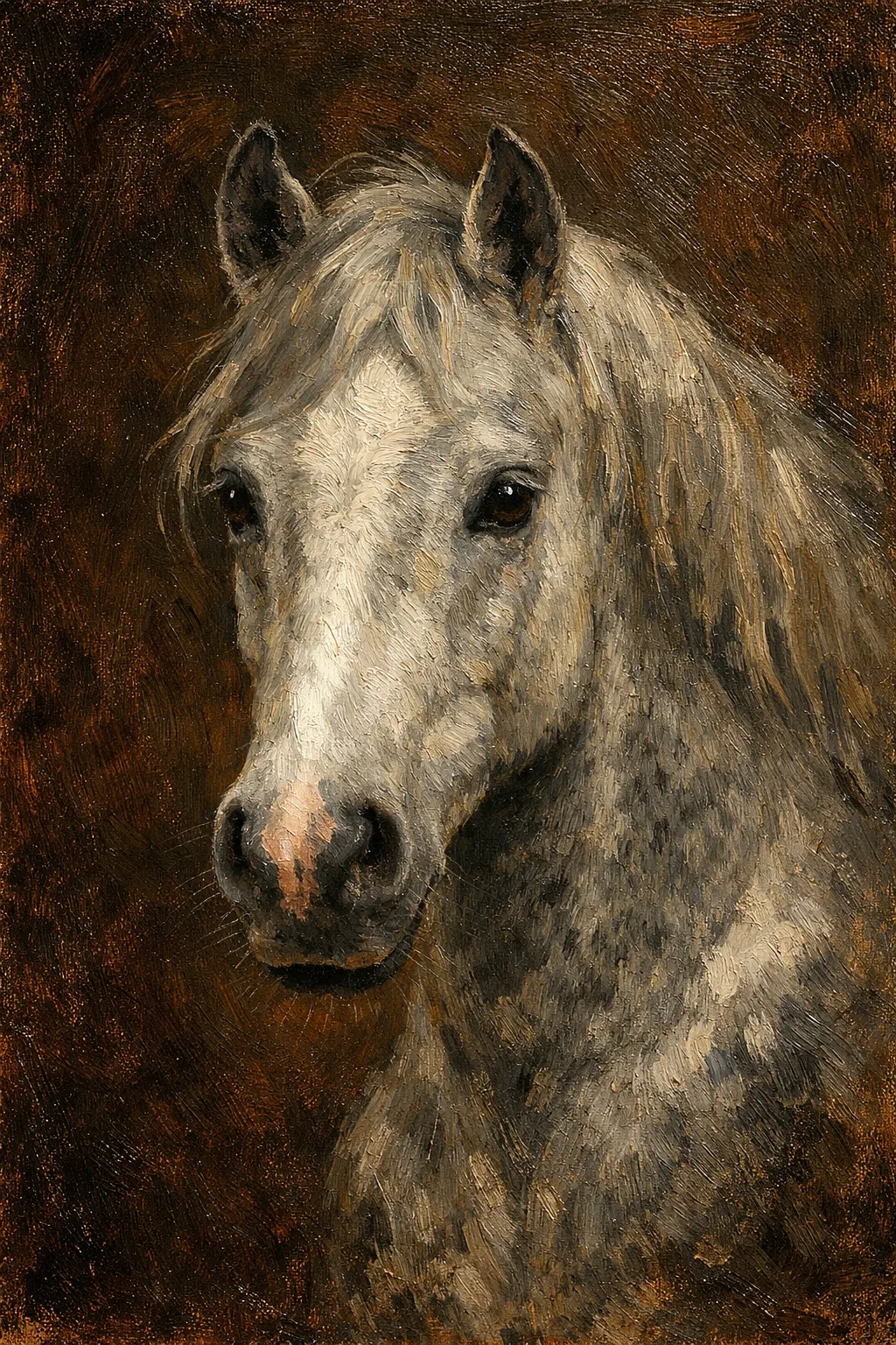 Connemara Pony portrait on canvas — AI-made from a photo, by ArtPixio