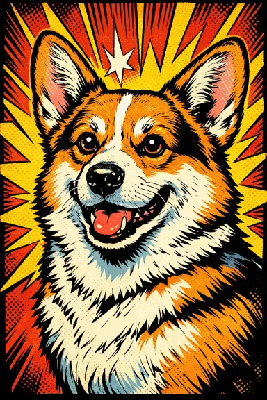 Custom pet portrait of a corgi