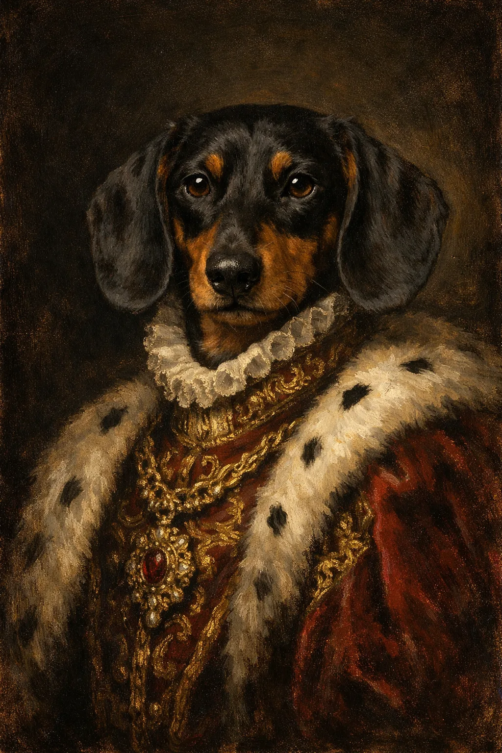 Dachshund portrait on canvas — AI-made from a photo, by ArtPixio