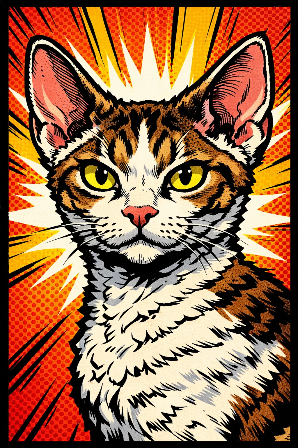 Devon Rex portrait on canvas — AI-made from a photo, by ArtPixio