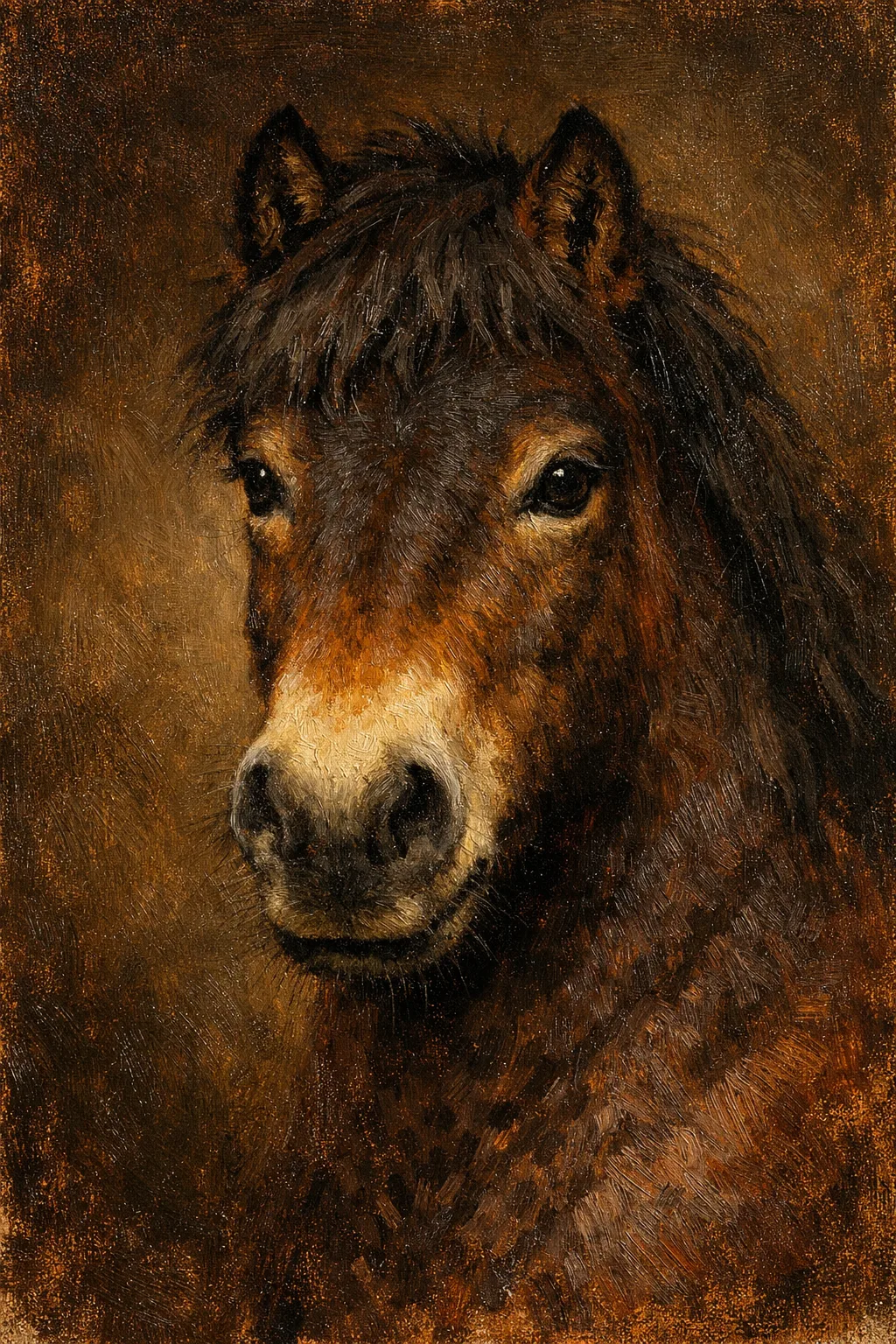 Exmoor Pony portrait on canvas — AI-made from a photo, by ArtPixio