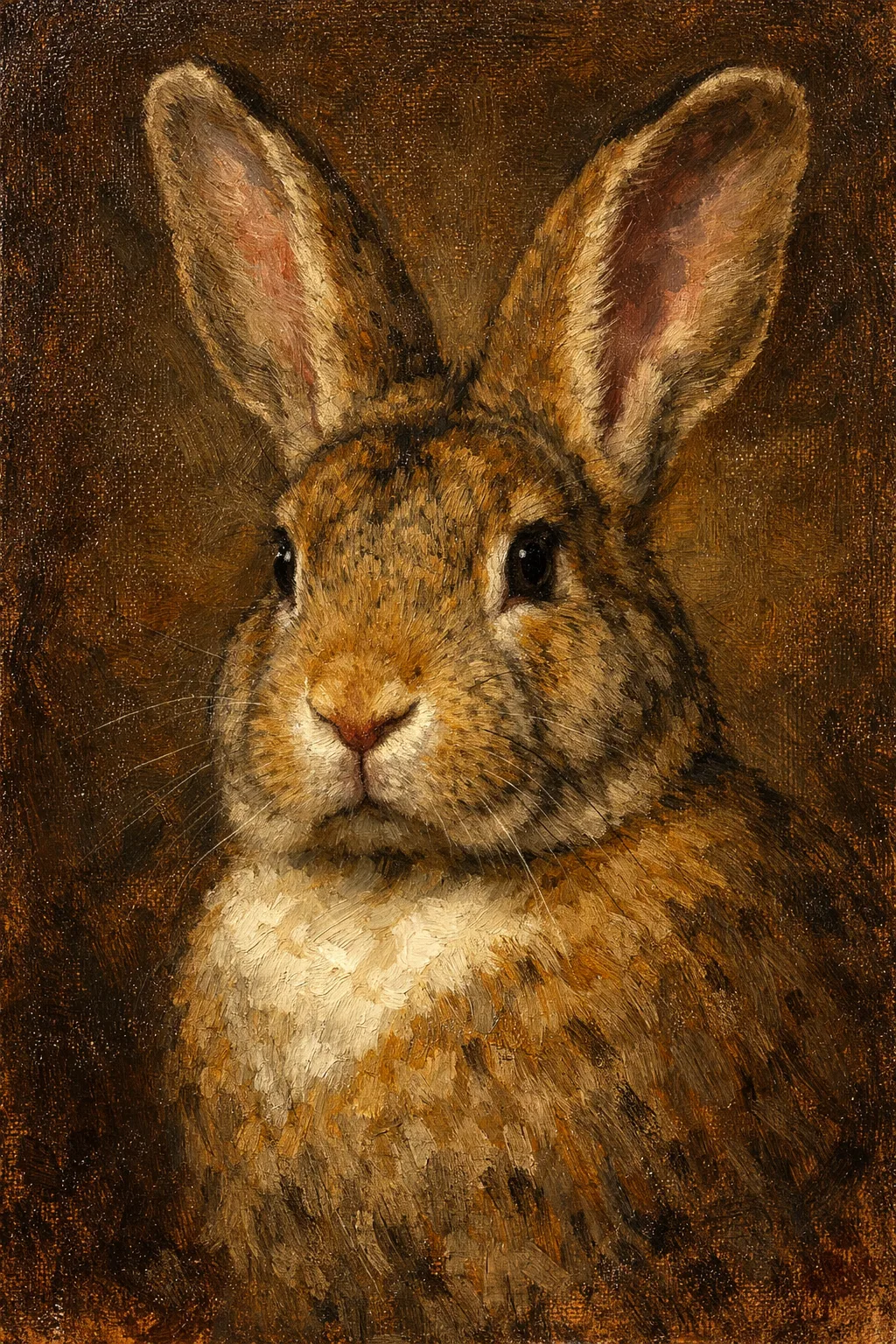 Flemish Giant portrait on canvas — AI-made from a photo, by ArtPixio