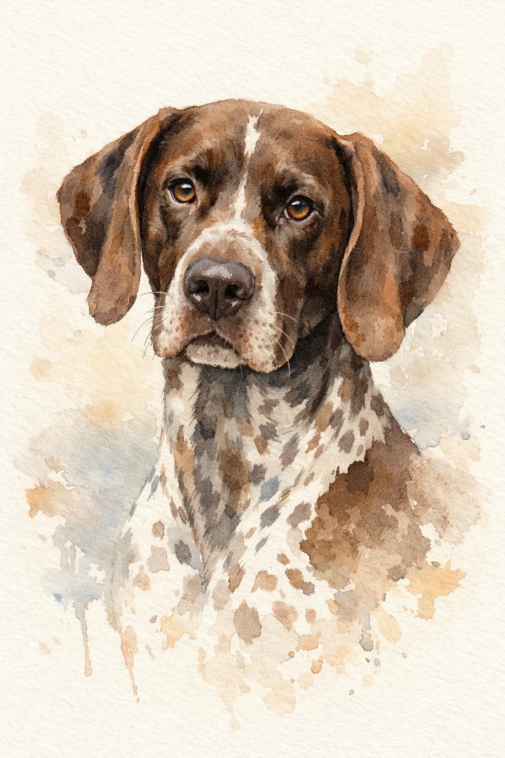 German Shorthaired Pointer portrait on canvas — AI-made from a photo, by ArtPixio