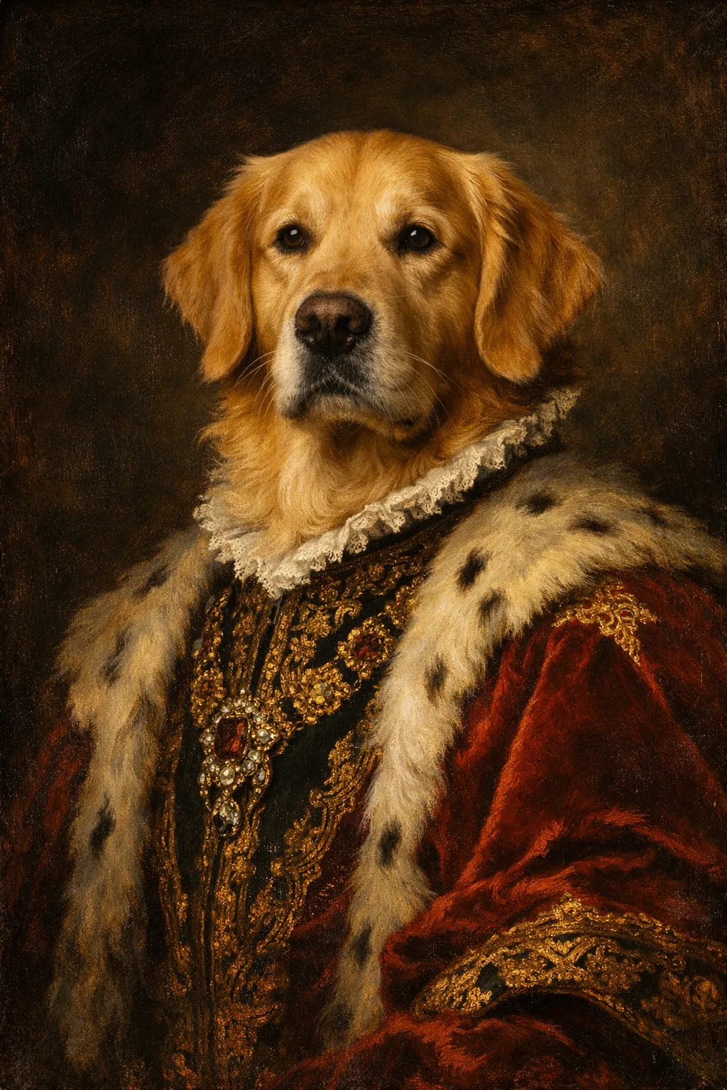 Golden Retriever portrait on canvas — AI-made from a photo, by ArtPixio