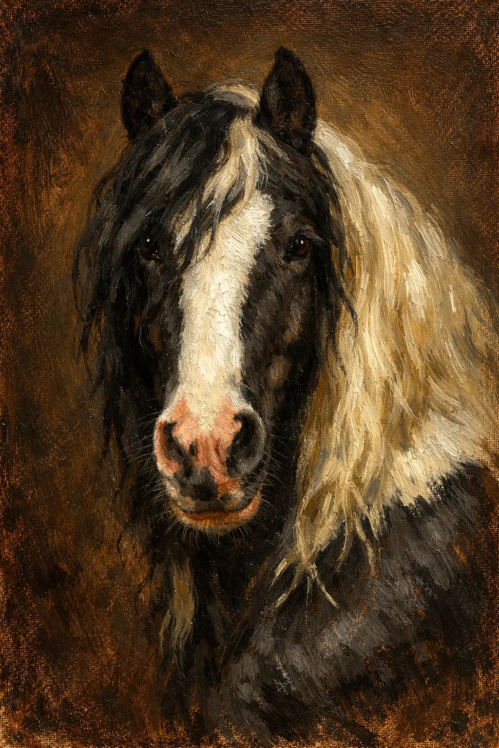 Gypsy Vanner portrait on canvas — AI-made from a photo, by ArtPixio