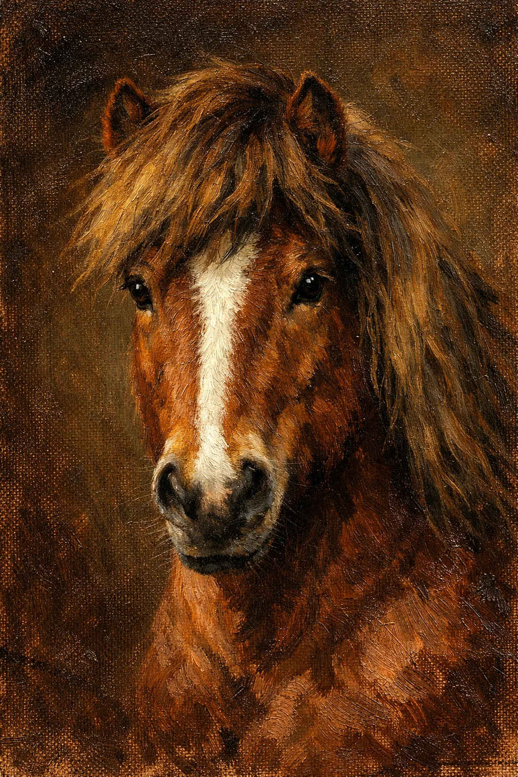 Icelandic Horse portrait on canvas — AI-made from a photo, by ArtPixio
