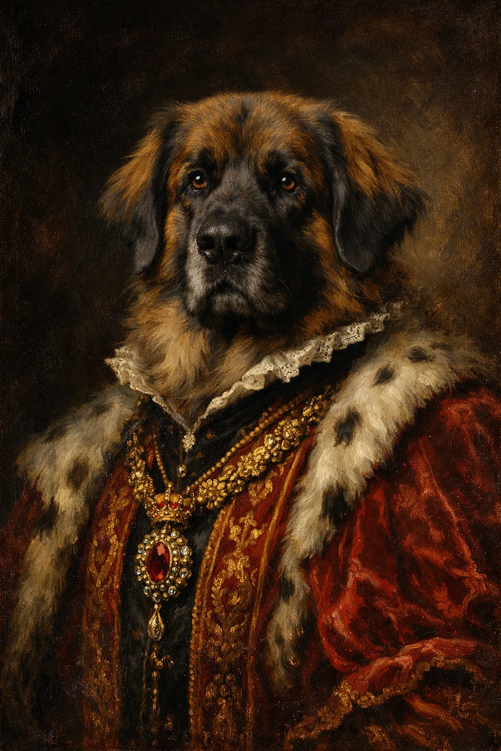 Leonberger portrait on canvas — AI-made from a photo, by ArtPixio