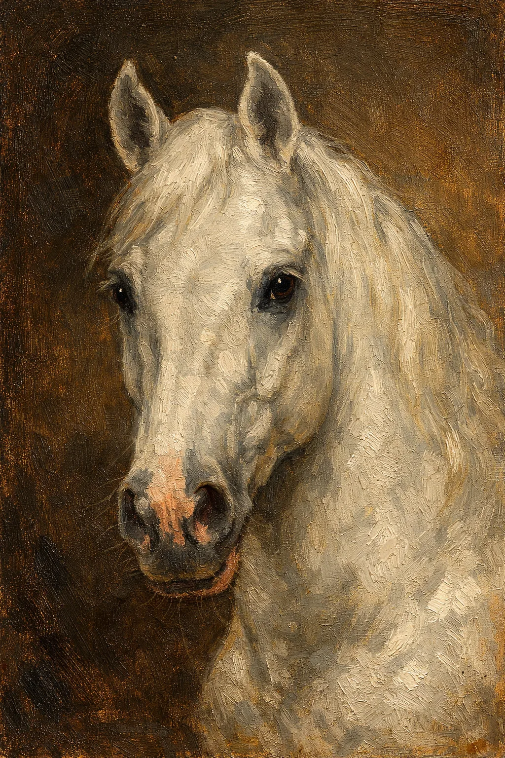 Lipizzaner portrait on canvas — AI-made from a photo, by ArtPixio