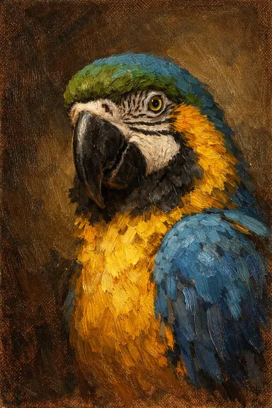 Custom pet portrait of a macaw