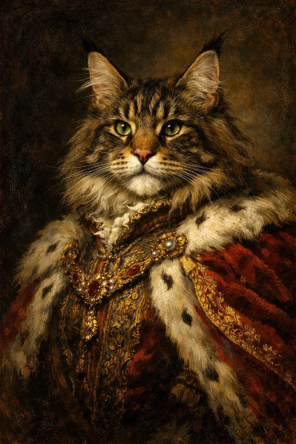 Maine Coon portrait on canvas — AI-made from a photo, by ArtPixio