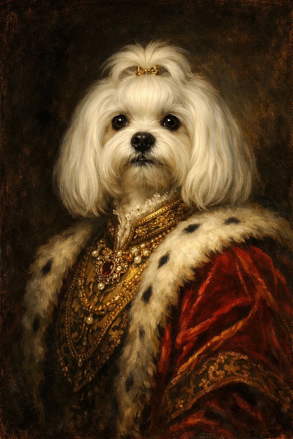Maltese portrait on canvas — AI-made from a photo, by ArtPixio