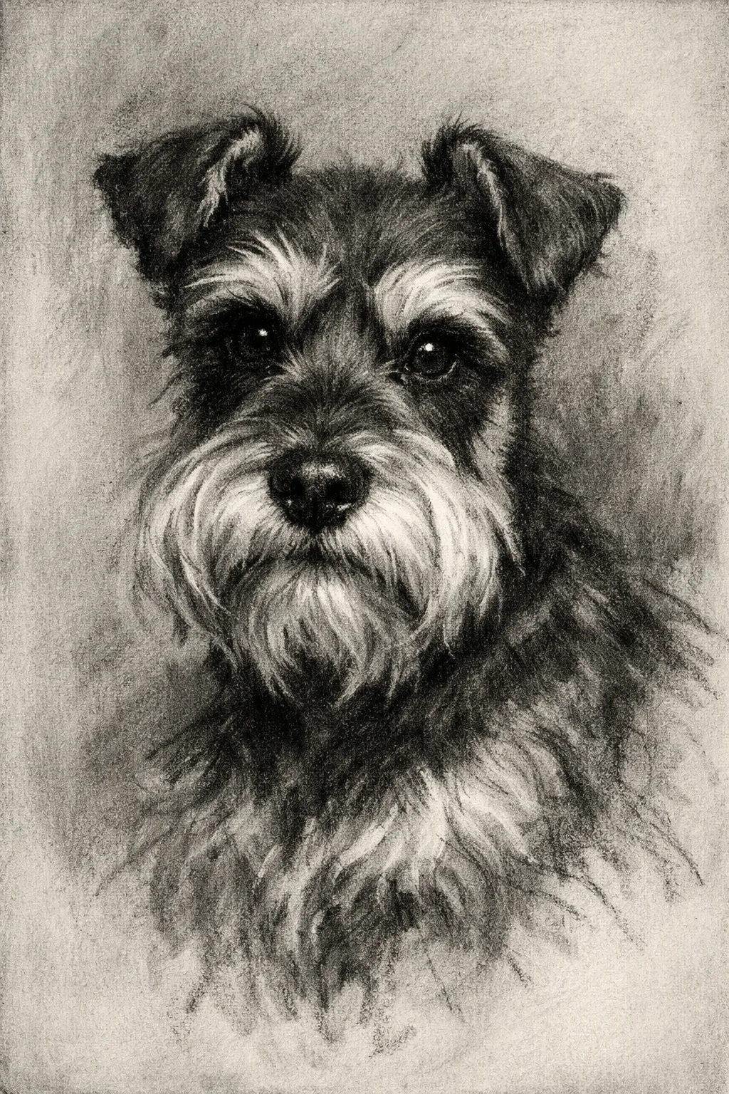 Miniature Schnauzer portrait on canvas — AI-made from a photo, by ArtPixio