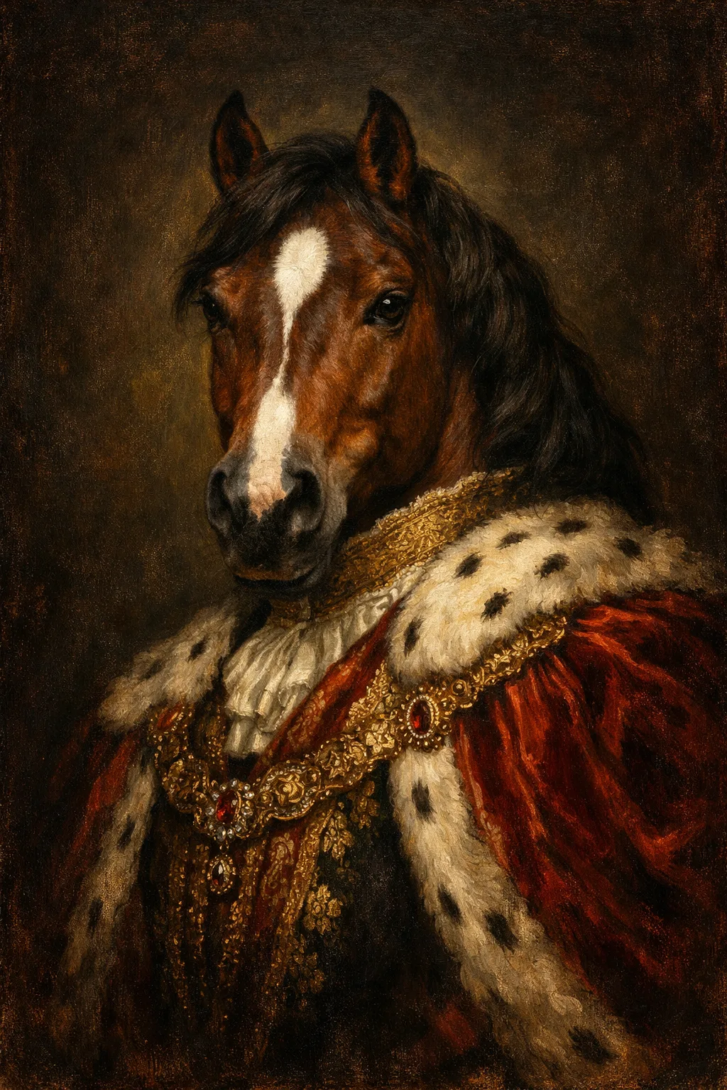 Morgan Horse portrait on canvas — AI-made from a photo, by ArtPixio