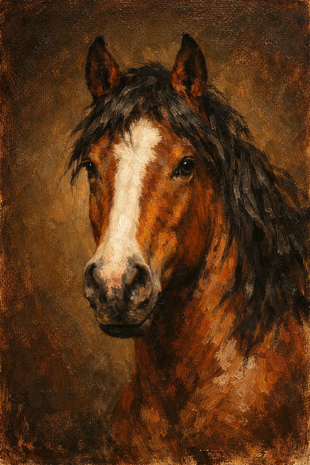 Mustang portrait on canvas — AI-made from a photo, by ArtPixio
