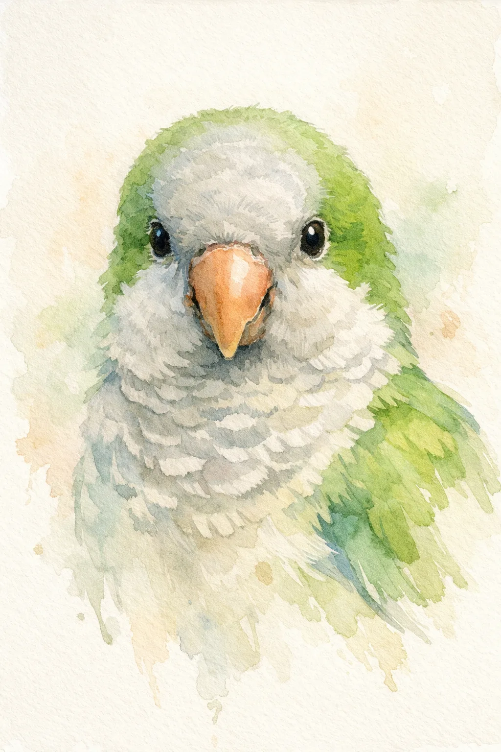 Quaker Parrot portrait on canvas — AI-made from a photo, by ArtPixio