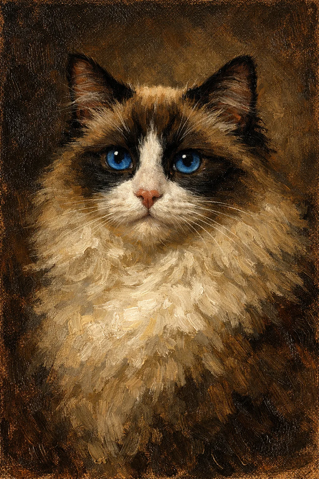 Ragdoll portrait on canvas — AI-made from a photo, by ArtPixio