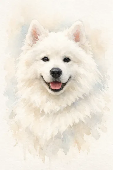 Custom pet portrait of a samoyed