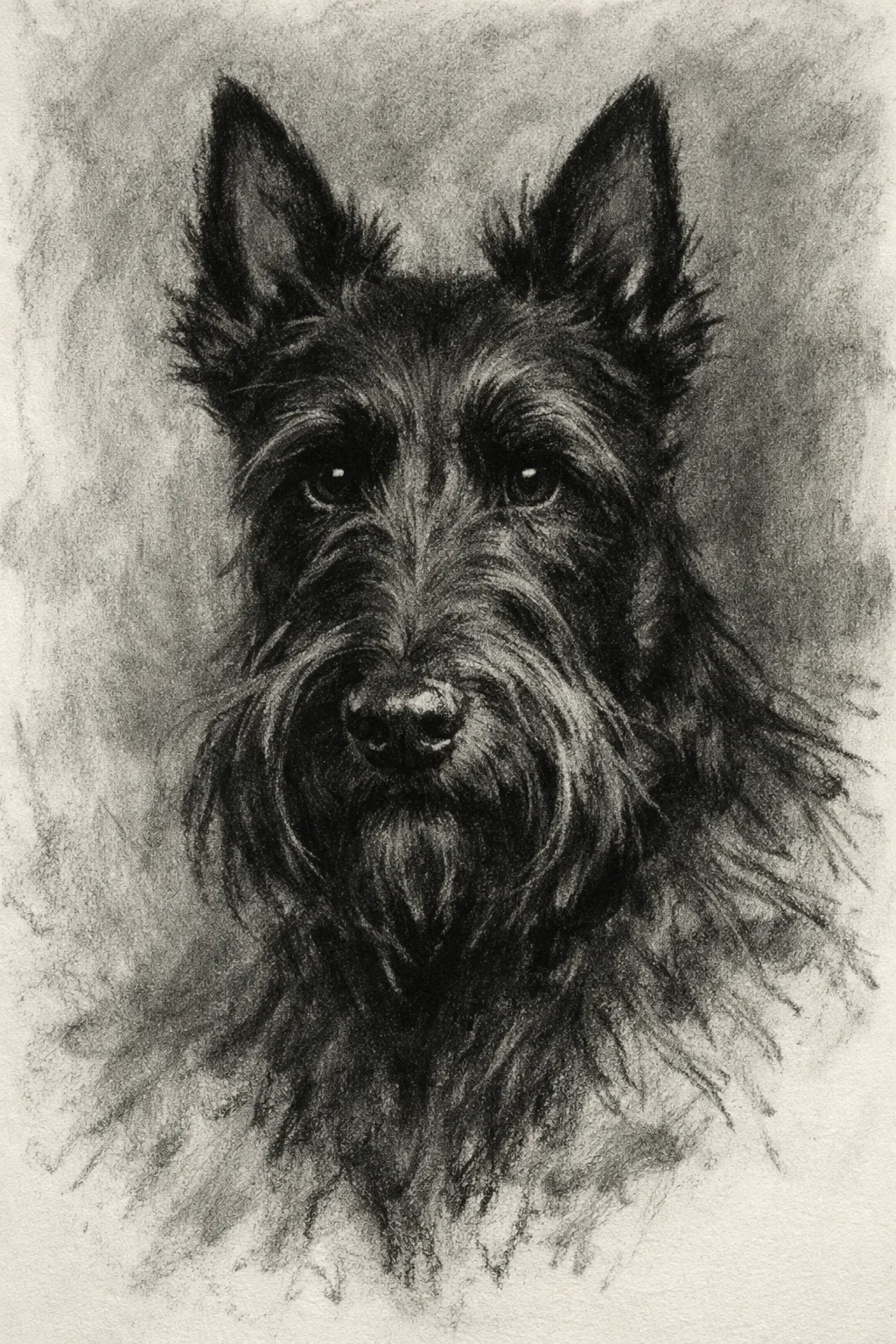 Scottish Terrier portrait on canvas — AI-made from a photo, by ArtPixio