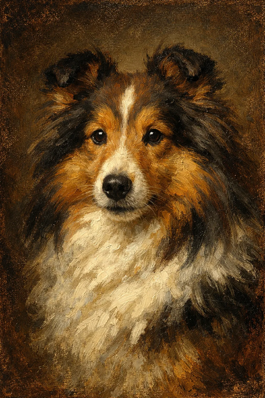 Shetland Sheepdog portrait on canvas — AI-made from a photo, by ArtPixio