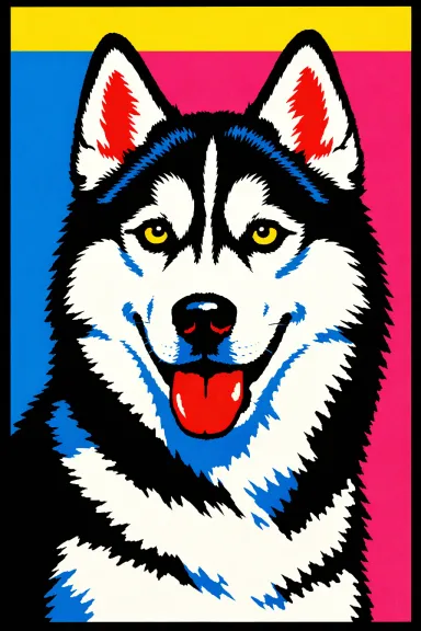 Custom pet portrait of a siberian husky