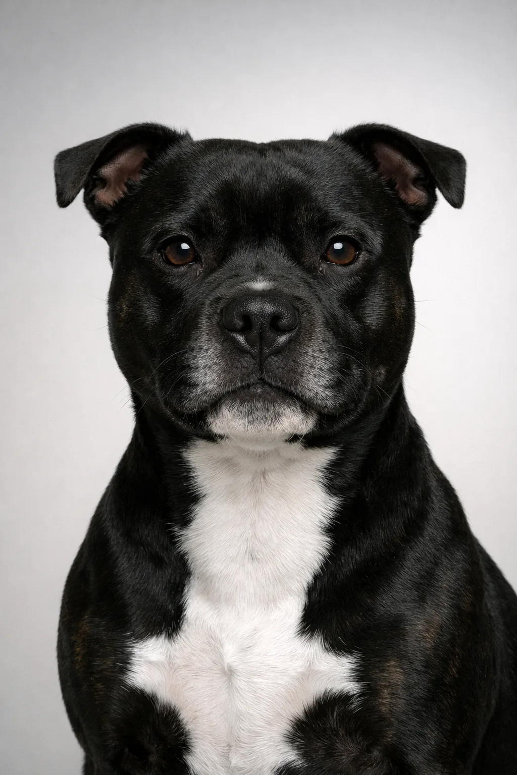 Staffordshire Bull Terrier portrait on canvas — AI-made from a photo, by ArtPixio