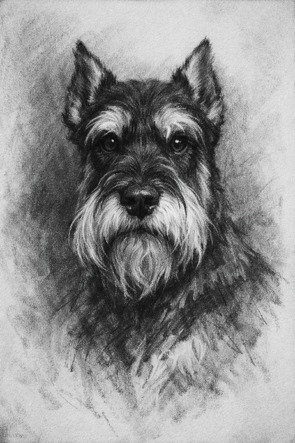 Standard Schnauzer portrait on canvas — AI-made from a photo, by ArtPixio