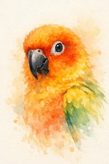Sun Conure portrait example