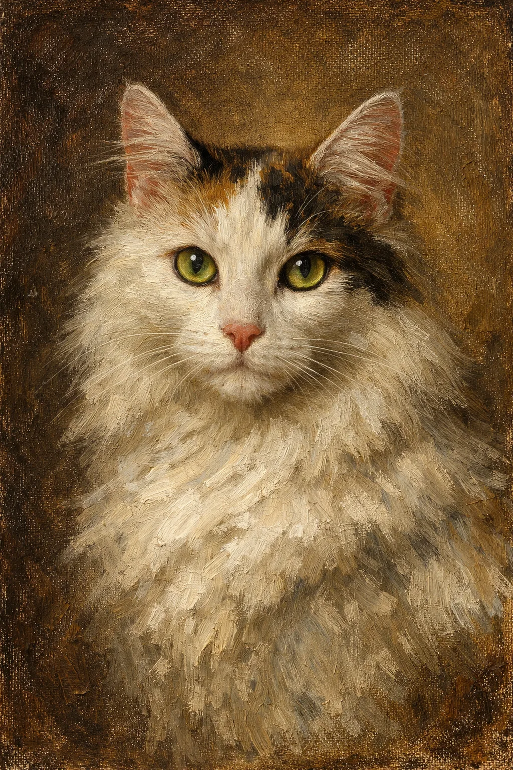 Turkish Angora portrait on canvas — AI-made from a photo, by ArtPixio