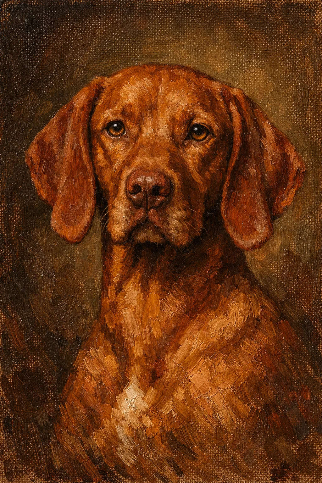 Vizsla portrait on canvas — AI-made from a photo, by ArtPixio