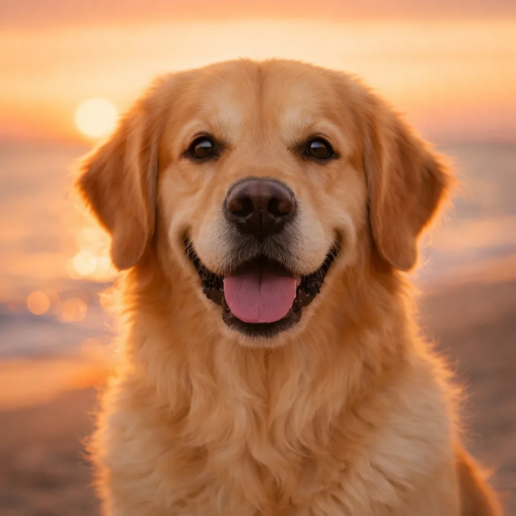 Beach Sunset realistic pet portrait