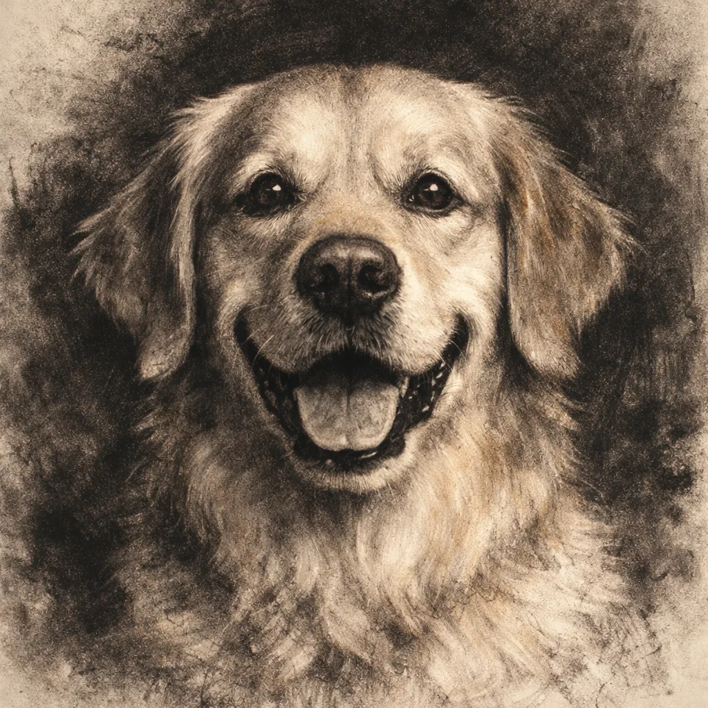 Charcoal pet portrait example