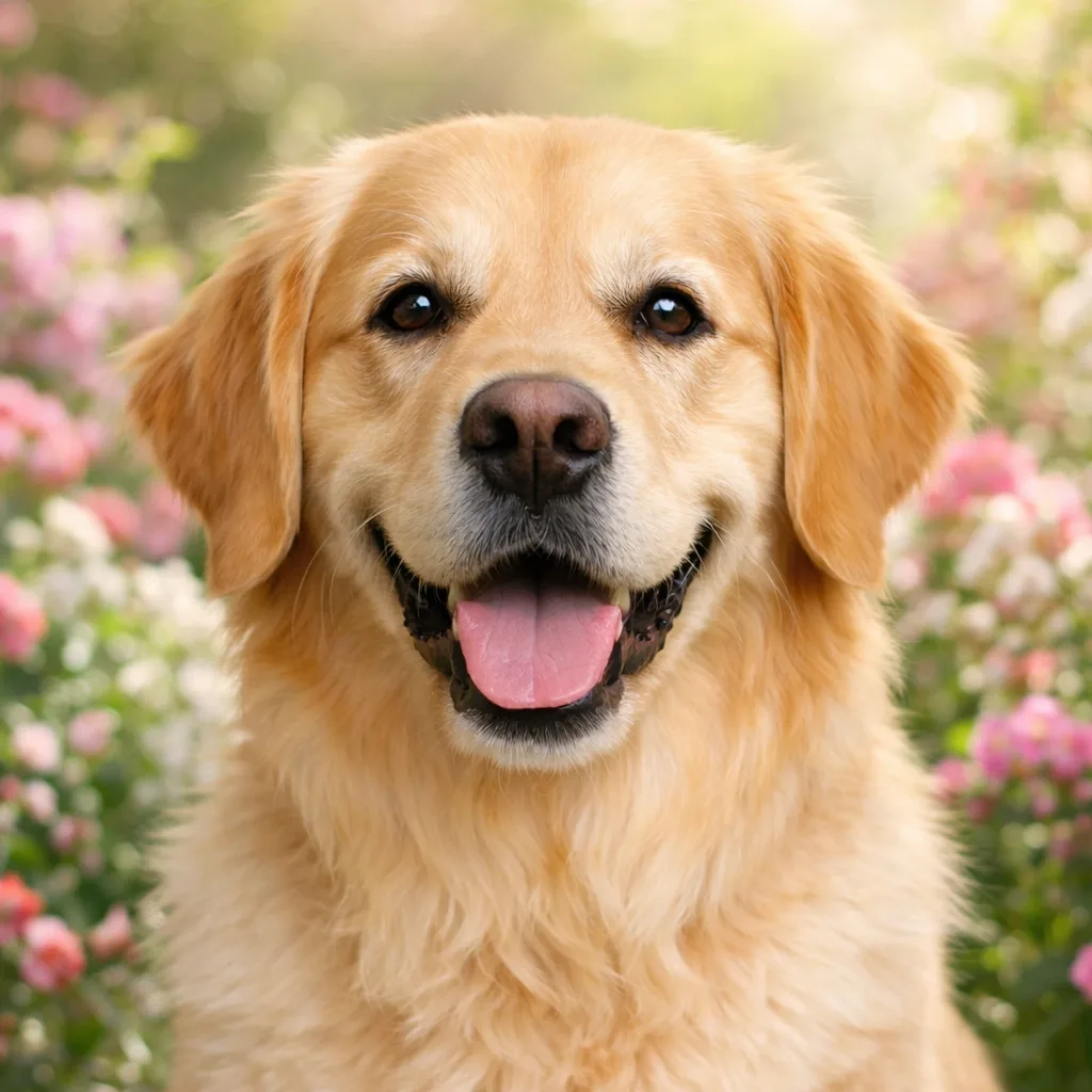Flower Garden realistic pet portrait