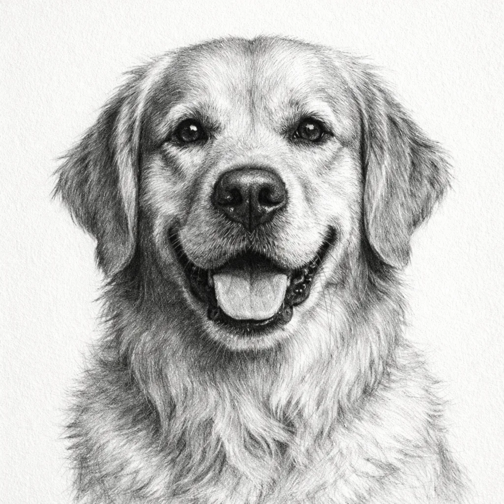 Pencil Drawing pet portrait example